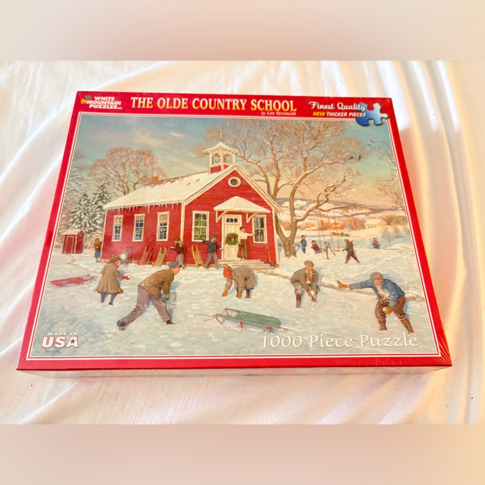 White Mountain Puzzles "The Olde Country School" By Lee Stroneck 1000 Pieces